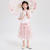  Deesha/笛莎 新中式国风 女童套装裙  柔粉色 140
