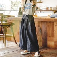 马登 MADEN女装日系休闲高腰工装裤口袋宽松显瘦遮胯百搭阔腿A字裙裤夏