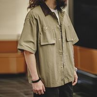 马登 MADEN工装美式复古防水薄款短袖衬衫户外宽松半袖口袋猎装衬衣男夏