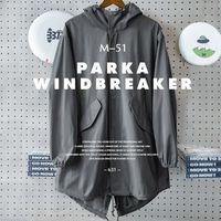 马登 MADEN工装 美式复古M51军事风连帽派克服鱼尾风衣长款大衣外套男装