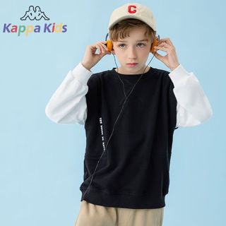 Kappa Kids卡帕童装儿童卫衣装男女童假两件上衣中大童套 黑色 120