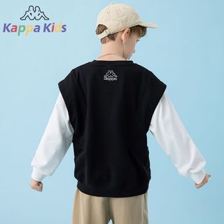 Kappa Kids卡帕童装儿童卫衣装男女童假两件上衣中大童套 黑色 120