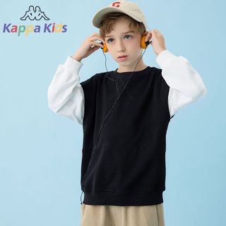 Kappa Kids卡帕童装儿童卫衣装男女童假两件上衣中大童套 黑色 120