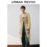 UR2024秋季女装慵懒休闲镂空肌理感针织开衫UWH940080 裸杏色 XS