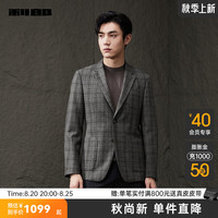 利郎(LILANZ)【绵羊毛100%】西服外套男格纹时尚修身有型24秋季男士西装上衣 黑灰间色(23QDX861SA) 185/96A