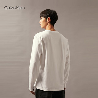 Calvin Klein Jeans24秋季男士休闲通勤简约ck字母净色打底长袖T恤J327467 YAF-月光白 XL