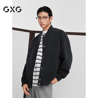 GXG男装 暗纹提花设计棒球夹克男休闲宽松棒球服夹克 24秋季新品 灰色 1