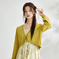 新中式盘扣针织罩衫女2024早秋国风时尚外搭舒适小披肩上衣