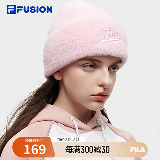 FILA 斐乐 FUSION斐乐潮牌款针织帽2023冬时尚休闲百搭茸茸帽 樱花浅粉-PK XS