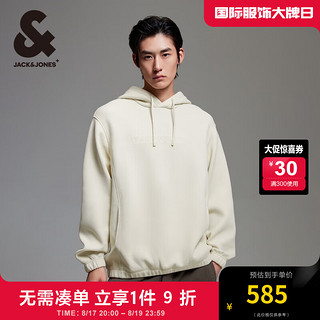 杰克·琼斯（JACK&JONES）24秋季款男士卫衣连帽字母刺绣弹力袖口底摆拼接设计男224333020 银绿色A62 银绿色A62 185/104A/XL