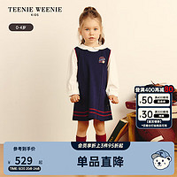 Teenie Weenie Kids小熊童装24秋季新女宝宝翻领学院风长袖连衣裙 藏青色 110cm