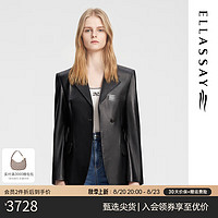 歌力思（ELLASSAY）2024秋季新款羊皮革时尚利落率性通勤西装女EWB353X00500 经典黑