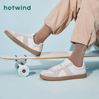 热风 hotwind2024年秋季男士时尚圆头系带休闲鞋学院风拼色舒适板鞋潮 70白银 41 偏大半码