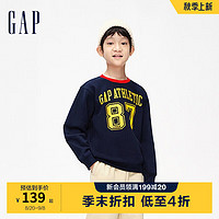 GAP男童冬季款LOGO宽松碳素软磨抓绒卫衣836786 海军蓝 120cm(XS)亚洲尺码