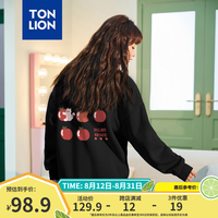 唐狮(TonLion)2024早秋圆领卫衣女水果可爱甜美少女套头卫衣百搭外套dx 黑 XL