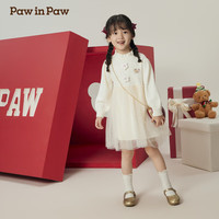 PawinPaw卡通小熊童装2024年秋冬女童女宝毛织连衣裙保暖好看 Ivory象牙色/39 160cm
