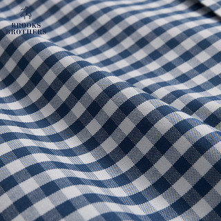 布克兄弟（BrooksBrothers）男士24早秋复古格纹刺绣logo休闲衬衫 9003-藏青格纹 S