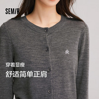 森马（Semir）针织开衫女休闲圆领上衣刺绣2024冬季正肩羊毛衫显瘦气质 花灰灰色调00302 155/80A/S