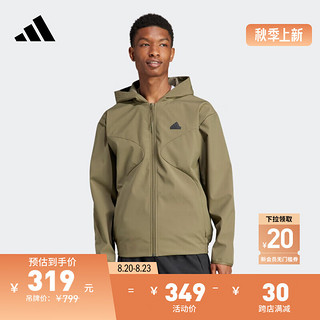 adidas 阿迪达斯 轻运动男装冬季运动连帽夹克外套IJ6091 岩层橄榄绿 A/XS