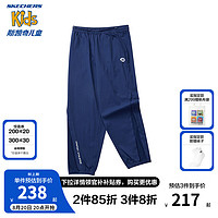 Skechers斯凯奇童装女童梭织长裤儿童春秋季户外时尚休闲束脚裤P324G068 中世纪蓝/007D 150