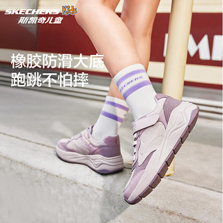 Skechers斯凯奇儿童复古慢跑鞋春秋缓震耐磨运动鞋时尚休闲鞋417100L 女童/紫丁香色/LIL 37码