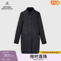 布克兄弟（BrooksBrothers）女士24早秋简约翻领直筒风衣外套 0004-黑色 XS