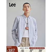 Lee 24早秋标准版翻领小Logo织标男长袖衬衫休闲LMT009028T12 蓝色 L