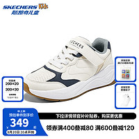 Skechers斯凯奇儿童复古慢跑鞋春秋缓震耐磨运动鞋时尚休闲鞋417100L 男童/白色/海军蓝色/WNV 28.5码