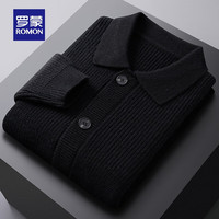 罗蒙（ROMON）纯色针织衫男秋冬新款中青年时尚休闲翻领打底衫保暖针织毛衣