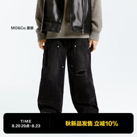 little MO&Co.little moco童装24秋装男女童纯棉宽松破洞做旧潮酷牛仔长裤 牛仔黑色 110/53