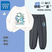真维斯男童运动套装2024男宝春秋款套头卫衣儿童休闲时髦裤子 【b套装uio圆卫mk】fg1 110