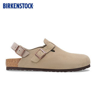 BIRKENSTOCK勃肯男女款牛皮绒面革包头系踝凉拖鞋Tokio系列 沙色窄版1028323 38