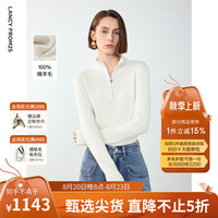 朗姿复古设计感法式修身气质羊毛衫打底毛针织衫上衣2024冬季新款