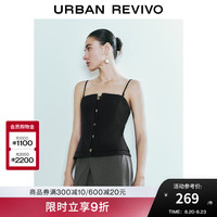 UR2024秋季新款女时尚不规则设计感金属纽扣吊带衫UWG240199 黑色