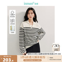 茵曼(INMAN)休闲撞色条纹针织衫2024秋季女装新款安迪绒宽松毛衣打底衫