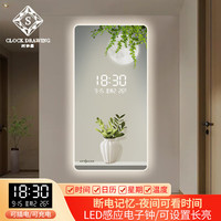 时钟画简约绿植数字插电子钟表挂钟客厅玄关走廊道装饰LED灯表挂墙时钟 BG5093 【有灯插电款】 55英寸 70*140cm【豪宅精选】