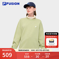 FILA FUSION斐乐潮牌款套头卫衣2024秋简约宽松针织上衣 奶油果绿-GN M