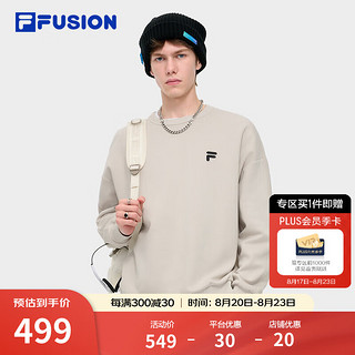 FILA FUSION斐乐潮牌款套头卫衣2024秋简约宽松针织上衣 藊豆灰-BG XL