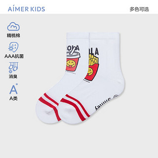 Aimer kids爱慕儿童24SS袜子卡通IP男女孩袜子网眼平纹四季袜AK194F192 可乐薯条网眼短袜AK394F172 18(脚长16-18cm，4-6岁)