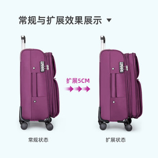 汉客行李箱大容量女牛津布结实耐用拉杆箱男商务旅行箱差旅密码箱 紫色 升级版 20英寸 /可登机/3-5天中途旅行