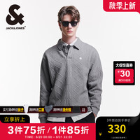 杰克·琼斯(JACK&JONES)秋潮舒适男士时尚宽松翻领百搭刺绣长袖针织衫上衣男装224333077