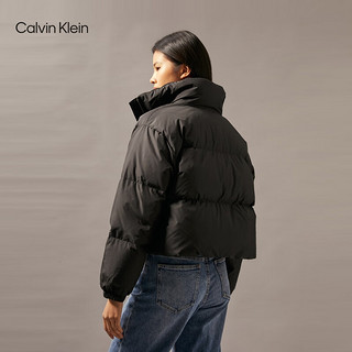 Calvin Klein Jeans24秋季女士休闲通勤ck印花短款立领鸭绒羽绒服J224789 BEH-太空黑 M