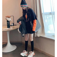 婧麒（JOYNCLEON）装秋季套装2024时尚上衣假两件长袖纯棉T恤春秋装两件套 黑色套装 XL