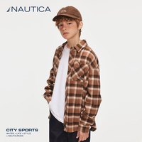 NAUTICA诺帝卡童装男童女童格子衬衫外套学院春秋季儿童美式复古 咖啡 130cm