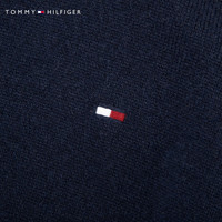 TOMMY HILFIGER男装纯羊绒商务通勤小绣标POLO领针织羊绒衫毛衣MW0MW28040 藏青色DW5