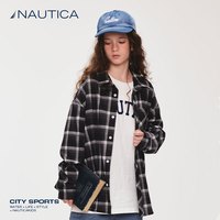 NAUTICA诺帝卡童装男童女童格子衬衫外套学院春秋季儿童美式复古 黑灰 140cm