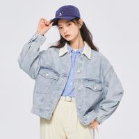 森马 Semir牛仔外套女高级感时尚春外套撞色翻领宽松夹克春季女外套小个子