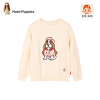暇步士（Hush Puppies）童装儿童男女小童秋季童趣可爱休闲百搭柔软舒适线衣 奶油色A款 120cm
