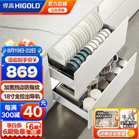 悍高(HIGOLD)厨房橱柜拉篮抽屉式304不锈钢碗碟拉篮碗架双层碗篮 800柜2层PDL3.0套装 板式拉篮