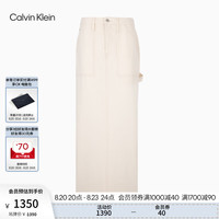 Calvin Klein Jeans24秋季新款女士ck纯棉美式复古开叉牛仔长裙半身裙J223886 1AA-牛仔米白 2